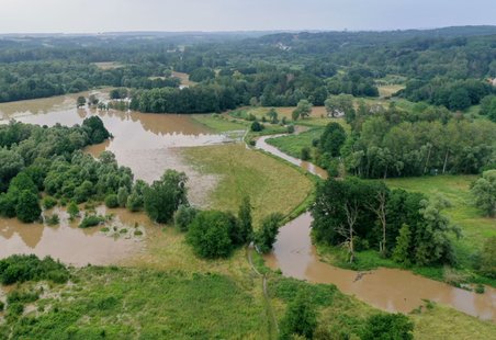 Drone beeld overstroming Doode Bemde juli 2021